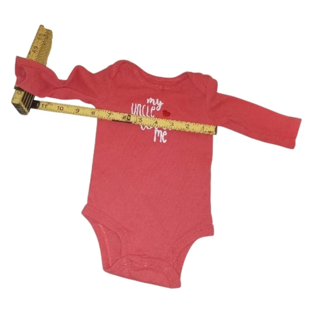 Carter's Red 'My Uncle Loves Me' Girls Bodysuit Onesie Size 3 Months!